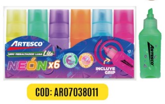 Artesco resaltadores mini Lumilite estuche x6.