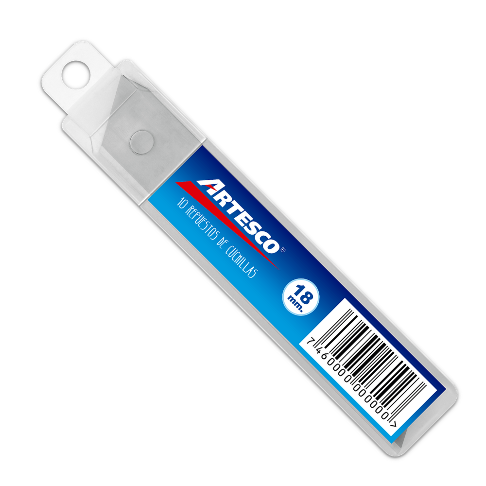 Repuesto para trincheta Artesco, hoja ancha, estuche x 10