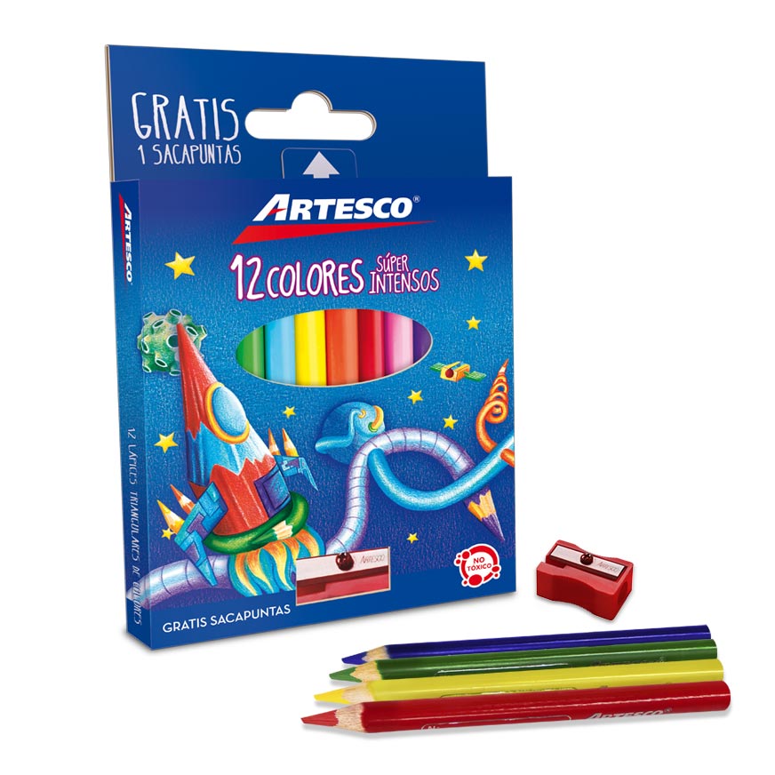 Lápices de colores Artesco triangulares cortos