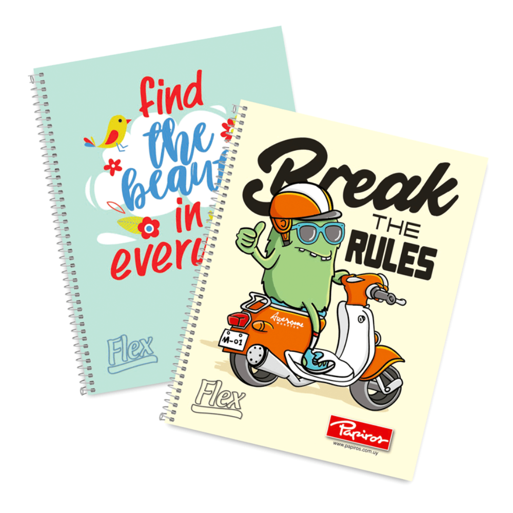Cuaderno Papiros Flex 796, 96 hojas rayado con espiral