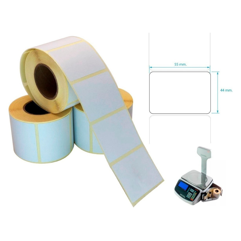 Etiquetas termicas adhesivas  55 x 44 mm (500 et. por rollo)