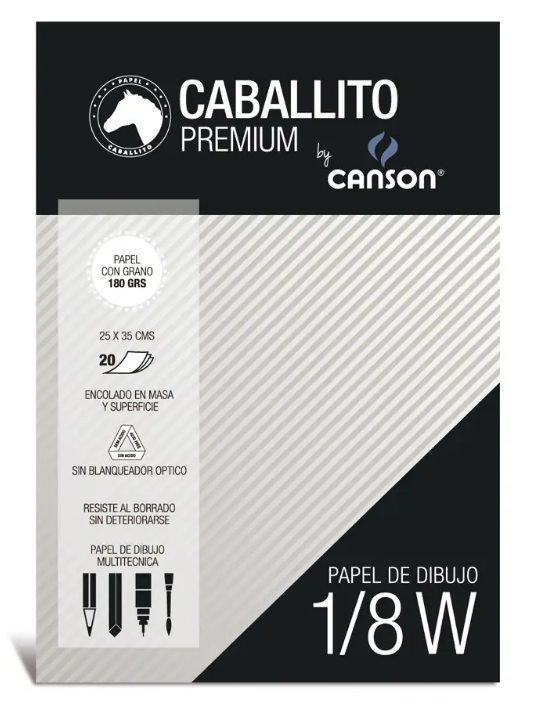 Hojas de Dibujo Caballito 180 grs. 1/8 (Granel x 100 Hj.)
