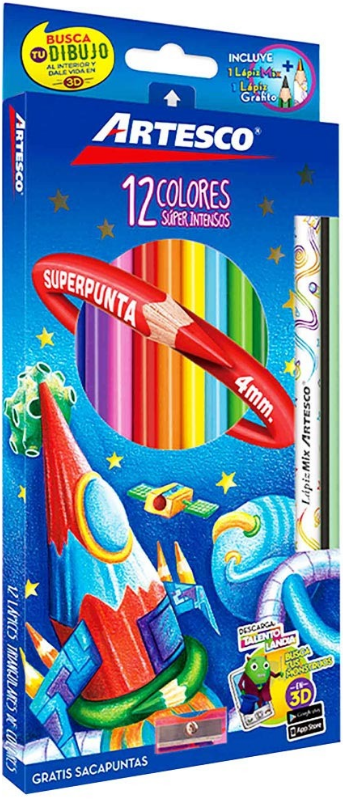 Lápices de Colores Artesco 4mm Jumbo x12