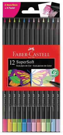 Lápices de Colores Faber Castell SOFT Pastel+Neon x 12