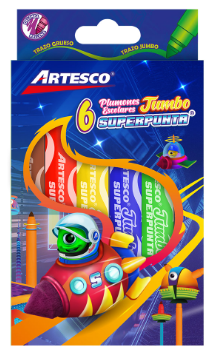 Artesco marcadores escolares jumbo superpunta estuche x 6