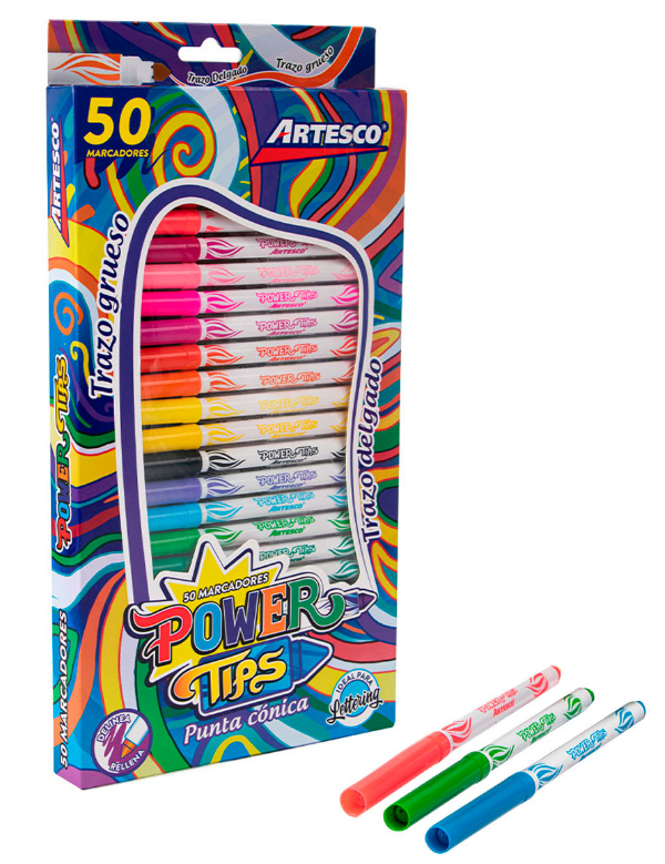 Artesco marcadores escolares power tips