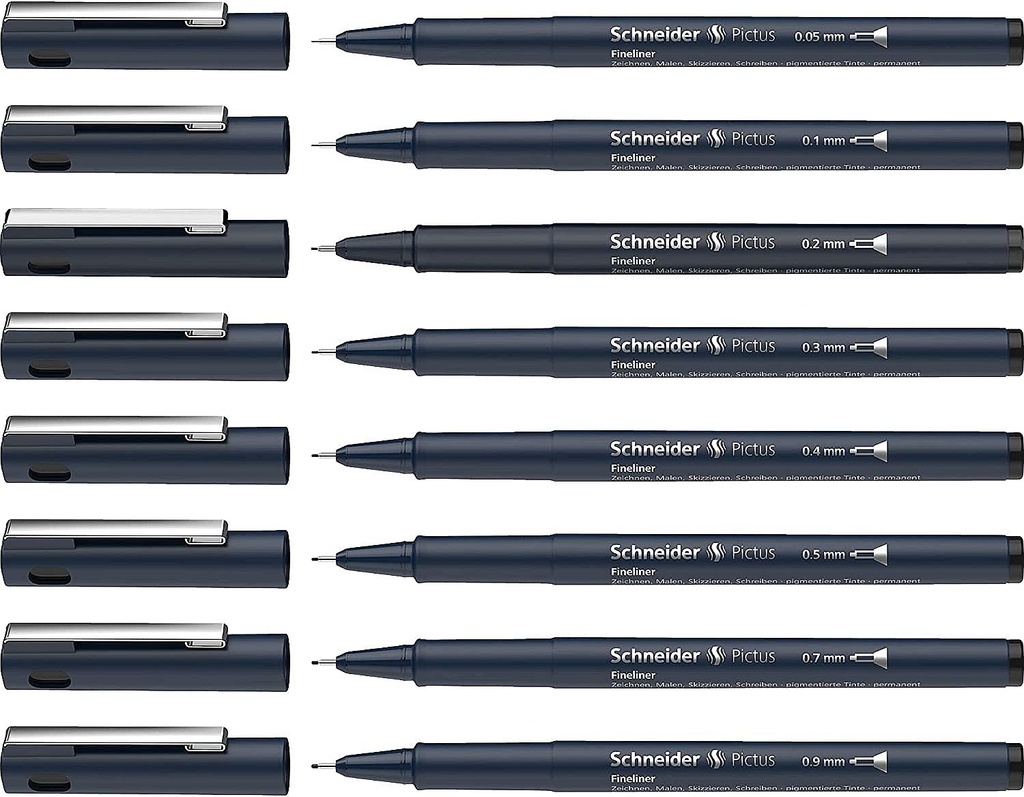 Schneider fineliner Pictus negro (caja x 6)