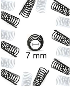 Espiral plastico rulo para encuadernar 7 mm. Paq. x 50