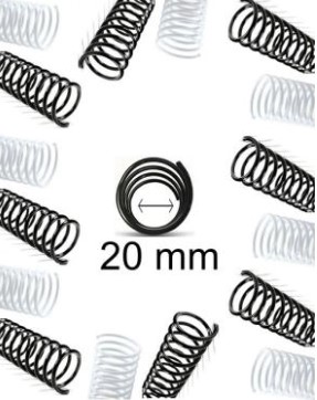 Espiral plastico rulo para encuadernar 20 mm. Paq. x 50