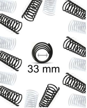 Espiral plastico rulo para encuadernar 33 mm. Paq. x 20