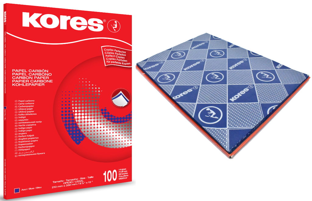 Papel carbónico Kores negro oficio x 100 hojas