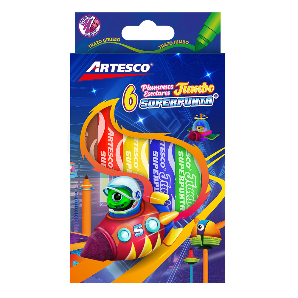 Artesco marcadores escolares jumbo Superpunta