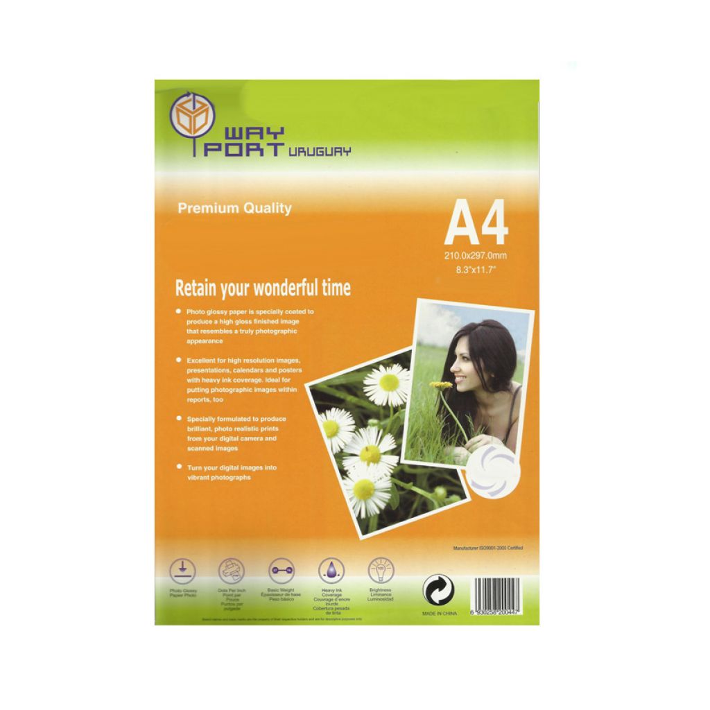 Papel fotografico glossy A4 150 Grs.  (Paq. x 20 hojas) brillante