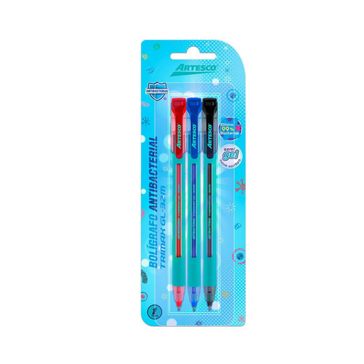 [7070400] Bolígrafos Artesco Trimax blíster x 3