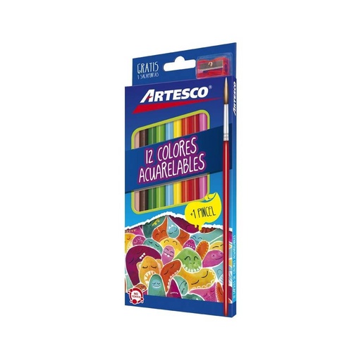 [16311008] Lápices de colores triangulares Artesco 4 mm acuarelable X 12