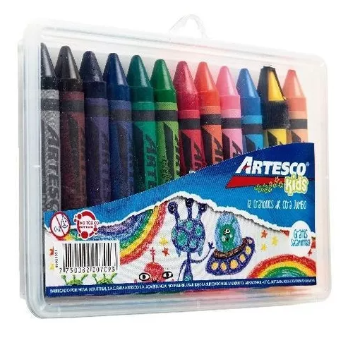[15018002] Crayones Artesco fluorescente jumbo estuche rígido x 12