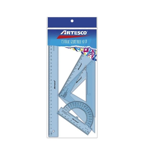 [10157007] Juego de geometría Artesco 20 cm estuche cristal eco PP