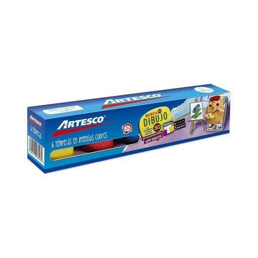 [A-13094001] Artesco témpera set x 6 colores 20 ml
