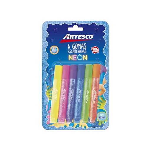 [16415022] Adhesivos Artesco Sticky Goma Escarchada Neon (Blist x 6)