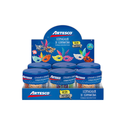 [16250002] Artesco Brillantina en Formas Decorativas (Expositor x 6)