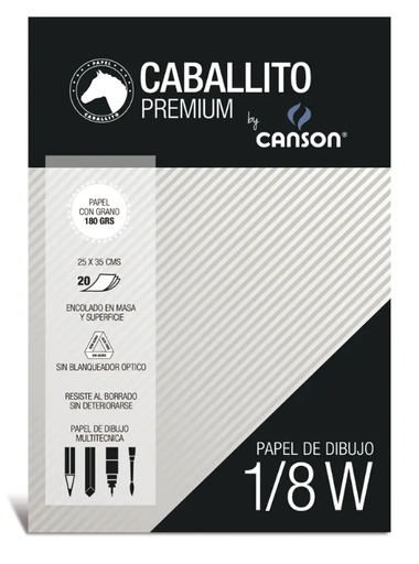 [Caba180] Hojas de Dibujo Caballito 180 grs. 1/8 (Granel x 100 Hj.)