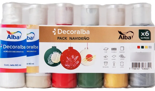 [ALNA] Pack navideño acrílicos Alba set x6
