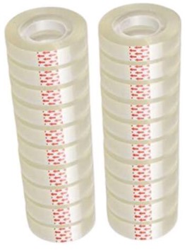 [W0422] Cinta adhesiva 12mm x 27 mt. tubo x 12 rollitos