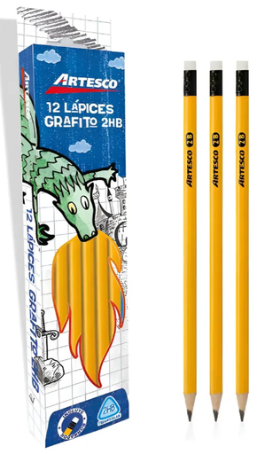[AR16317003] Artesco lapices de escritura tabla redondo con goma caja x 12